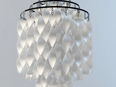 Modern Unique Shaped Chandelier Featuring White Spiral Petals For Interior Decor 3d model