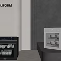 POLIFORM Modern Kitchen Interior Featuring Black Oven And White Appliance Units 3d model