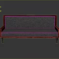 Modern Sofa With Red Wooden Frame And Gray Fabric Cushion And Backrest