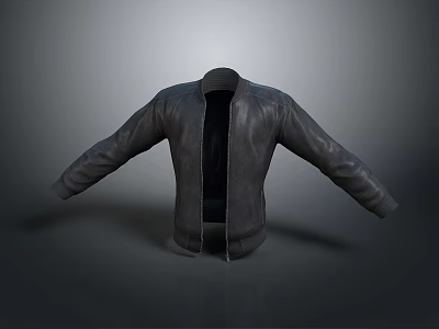 Black Genuine Leather Jacket For Casual Everyday Wear And Fashion Style 3d model