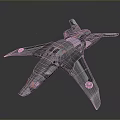 Detailed Sci-Fi Starship Model With Metallic Structure And Red Accents 3d model