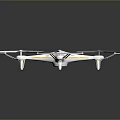 Sleek White Drone With Four Propellers Yellow Stripes And Support Brackets Design 3d model