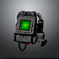 Sci Fi Mechanical Device With Green Screen Display And Metallic Control Panel