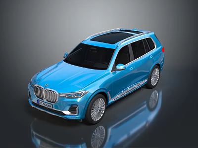 Blue Luxury SUV With Modern Exterior Design Sunroof And Silver Alloy Wheels 3d model