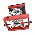 Industrial Scissor Lift Table With Red Frame Black Platform And Silver Mechanism