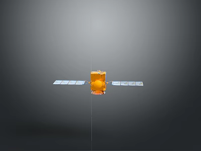 Experimental Equipment With Solar Panels And Central Orange Liquid Container On Gray Background 3d model