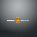 Experimental Equipment With Solar Panels And Central Orange Liquid Container On Gray Background