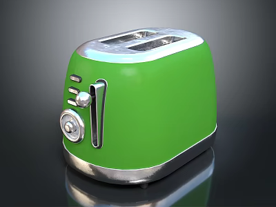 Green Retro Electric Toaster With Chrome Accents And Classic Design 3d model