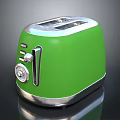 Green Retro Electric Toaster With Chrome Accents And Classic Design