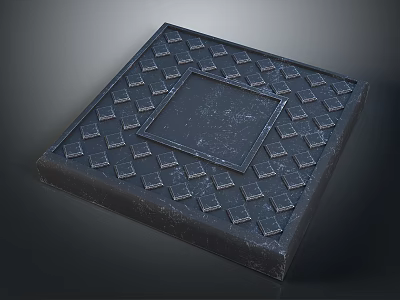 Dark Square Geometric Base Featuring Intricate Diamond Pattern And Textured Surface 3d model