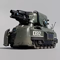 Dark Green Military Tank With Number 092 And Top Mounted Cannon As Combat Weapon System