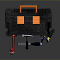Essential Durable Hardware Tools Set in Black Toolbox with Wrench Hammer Pliers and Tape Measure