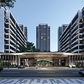High-end residential area gate 3d model