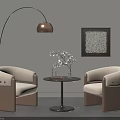 Light Luxury Upholstered Leisure Chairs And Round Side Table Combination For Elegant Modern Living Room