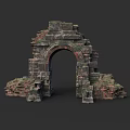 Ancient Stone Arch Ruins Featuring Weathered Brick And Stone Construction 3d model