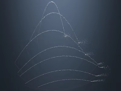 Abstract Geometric Shape Composed Of Dynamic White Lines With Particle Effect On Dark Background 3d model