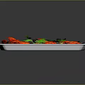 Fresh Red Crayfish Topped with Green Parsley Served on White Rectangular Tray 3d model