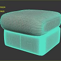 Comfortable Modern Beige Square Upholstered Ottoman With Textured Surface And Simple Design 3d model