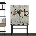 Stylish Decorative Cabinet With Floral Pattern Double Doors Artistic Interior Design 3d model