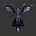 Fantasy Woman Character With Purple Black Wings And Armor Like Outfit