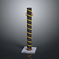 Black Safety Bollard With Yellow Stripes Red Handles And Square Base