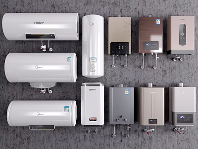 Household Electrical Appliances Various Water Heaters Different Models And Designs For Home Use 3d model
