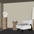 Modern Middle Ancient Style Leisure Chair Side Floor Lamp 3d model
