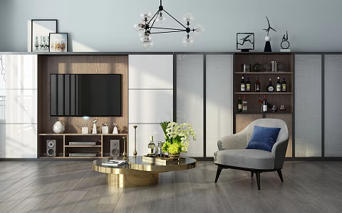 Modern TV Background Cabinet TV Counter 3d model
