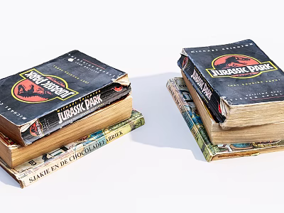 Stacked Jurassic Park Books Classic Book Collection 3d model