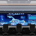Modern Control Room Setup With Multiple Monitors Data Displays And Control Desks 3d model
