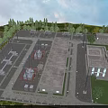 Large Industrial Factory Building Complex with Surrounding Trees Roads and Equipment