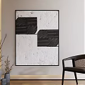 Abstract Black Geometric Wall Art In Modern Interior With Chair And Vase
