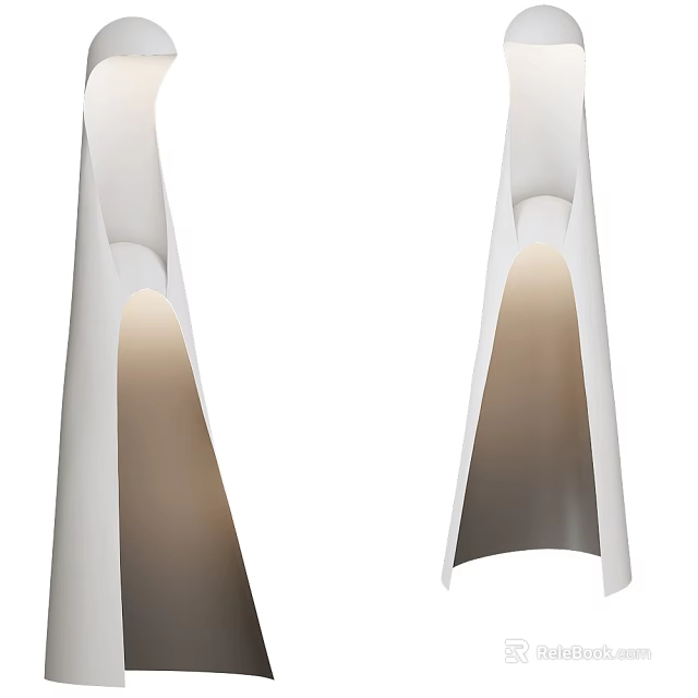 Modern Floor Lamp With White Curved Shade And Warm Soft Illumination Design 3d model 
