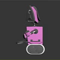 Cute Pink Cartoon Robot With Square Body White Wheels And Black Details