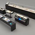 Modern Commercial Retail Display Equipment With Glass Cases And Showcase Tables