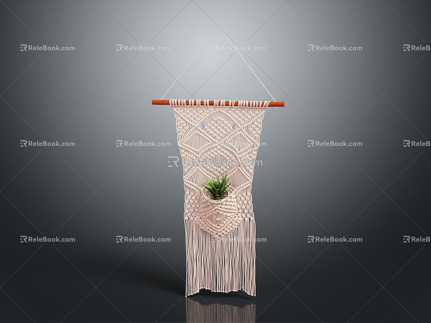 Modern Hanging Decoration Silk Knot Rim Tassel Lace Hanging Basket Rope Knot Braided 3d model