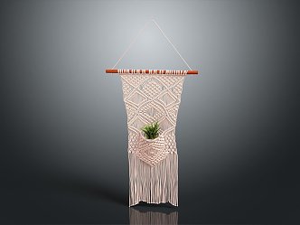 Modern Hanging Decoration Silk Knot Rim Tassel Lace Hanging Basket Rope Knot Braided 3d model