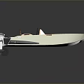 Small Recreational Boat With White Hull Brown Seats And Steering Wheel