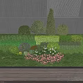 Garden Landscaping With Various Pruned Shrubs Lawn And Colorful Flowers