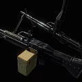 Two Black Military Rifles With Wooden Box And Shiny Metal Components