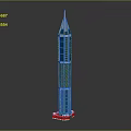 Futuristic Architecture Tall Skyscraper Design With Glass Facade Blue Accents And Spire Top
