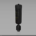 Black Cylindrical Weapon with Yellow Radioactive Symbol and Caution Label on Metal Base