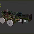 Pixel Style Military Weapon With Camouflage Design White Wheels And Long Cannon Barrel