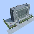 Multi Storey Industrial Factory Building With Large Glass Windows Parking Area And Surrounding Landscaping