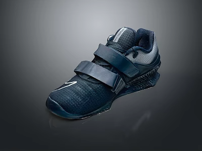 Blue And Gray Sports Shoes With Double Straps And Breathable Mesh For Comfortable Daily Wear 3d model