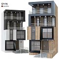 Modern Multi Storey Building Exterior With Balconies Wooden Panels And Windows