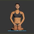 Woman Practicing Yoga On Blue Mat With Cross Legged Pose And Colorful Accessory