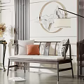 New Chinese-style double sofa 3d model