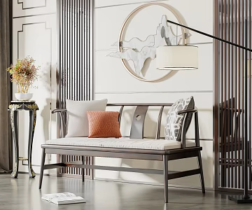 New Chinese-style double sofa 3d model