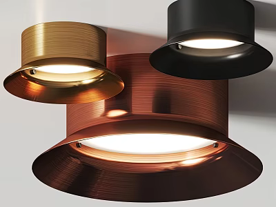 Modern Metallic Ceiling Lights in Gold Black and Copper Round Textured Design 3d model